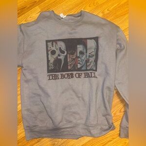 Jerzees Gray Graphic Crewneck Sweater- boys of fall